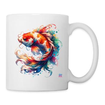 Koi - bunter japanischer Karpfen mit Koi Kanji - Tasse - Weiß - Rechts