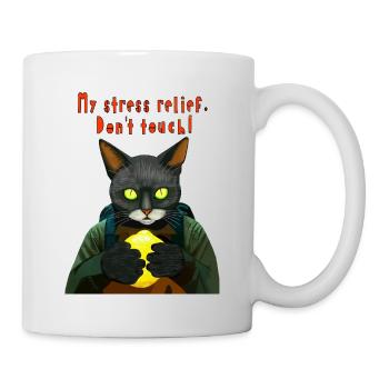 Cyber Black Cat: Mein Stressabbau - Tasse - Weiß - Rechts
