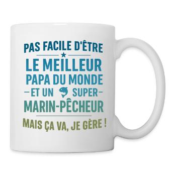 Super Papa Marin-Pêcheur cadeau fête des pères - Mug blanc - blanc - Droite