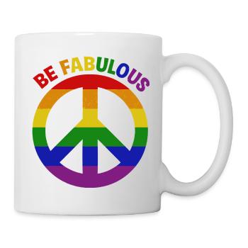 Vibrant Rainbow Peace Sign "Be Fabulous" - Mug - white - Right