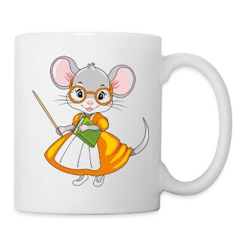 Intelligente Maus Lehrer mit einem Zeiger und einem Buch - Tasse - Weiß - Rechts