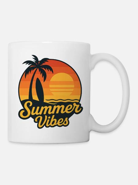 Summer Vibes – Ambiance surf rétro - Mug blanc - blanc
