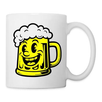 Bier Lustig Comic - Tasse - Weiß - Rechts