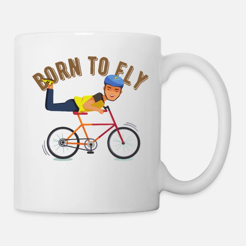 Born to fly - Bicycle Cartoon - Mug - white