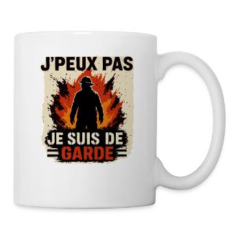 Je Peux Pas Je Suis De Garde Pompiers Cadeau - Mug blanc - blanc - Droite