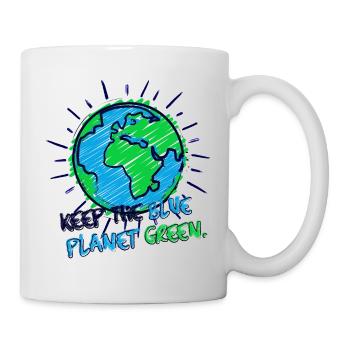 Terre et lettrage (bleu, planète, vert) - Mug blanc - blanc - Droite