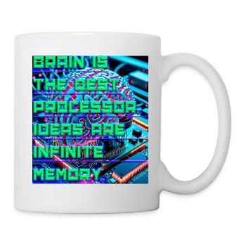 The Brain Is the Best Processor — Tech Neon Quote  - Mug - white - Right