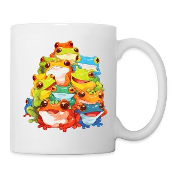 Bunte Frösche Ensemble Illustration - Tasse - Weiß - Rechts