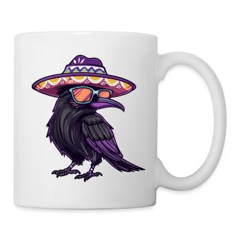 Rabe Krähe Comic Lustig Sombrero - Tasse - Weiß - Rechts