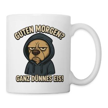 Very Thin Cream Morning Grouch Dog Saying - Mug - white - Right
