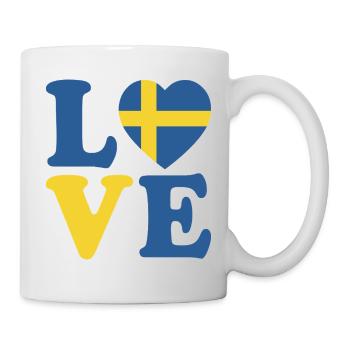 Schwarz-weiße schwedische Flagge herzförmiges Design - Tasse - Weiß - Rechts