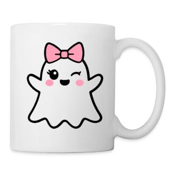 Kawaii Ghost with Pink Bow - Mug - white - Right