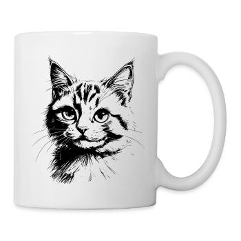 Katzenportrait - Tasse - Weiß - Rechts