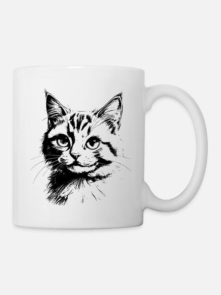 Portrait de chat - Mug blanc - blanc