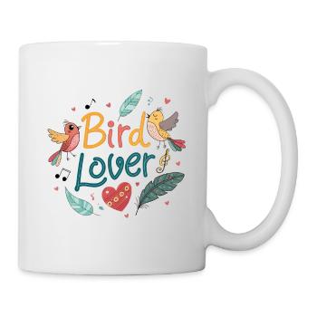 Liebesvögel, buntes Design - Tasse - Weiß - Rechts
