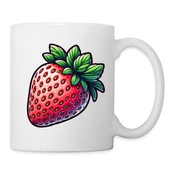 Bunte künstlerische Erdbeere - Tasse - Weiß - Rechts