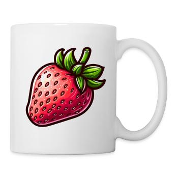Platzende Erdbeere Vintage Illustration - Tasse - Weiß - Rechts