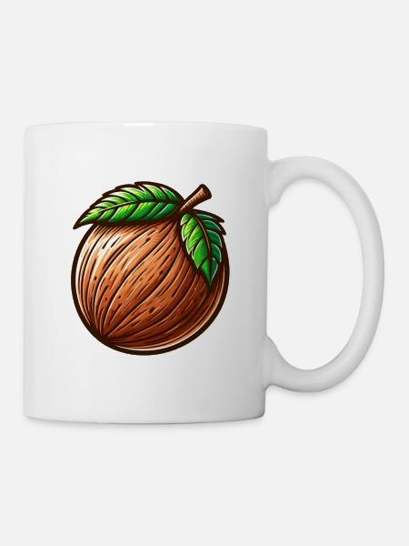 Natürliche Walnussschale - Tasse - Weiß