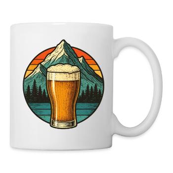 Mountain view with beer glass design - Mug - white - Right