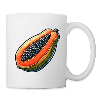 Bunte Sepia-Papaya-Illustration - Tasse - Weiß - Rechts