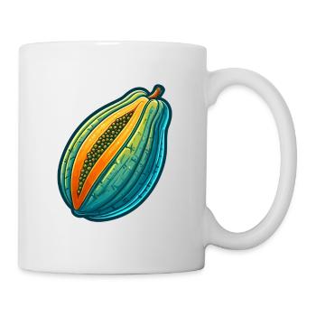 Dreiteilige bunte Papaya-Illustration - Tasse - Weiß - Rechts