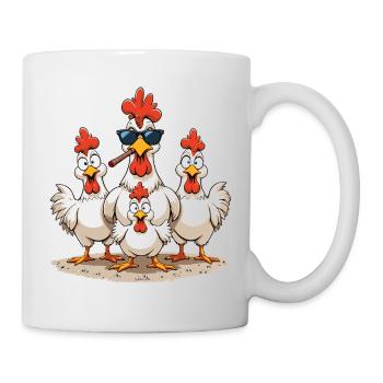 Hahn Familie Haltung Spaß - Tasse - Weiß - Rechts