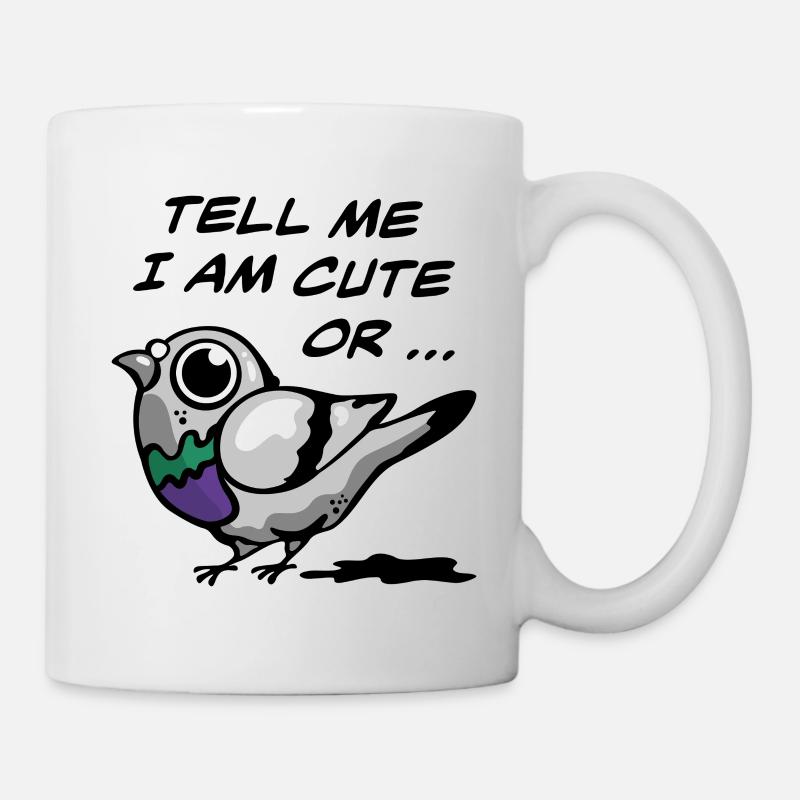 Mignon oiseau pigeon de dessin animé - Drôle d’animal urbain - Mug blanc - blanc