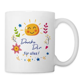 Danke dir für Alles Fröhlicher Sonnengruß - Tasse - Weiß - Rechts