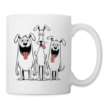 Lustiger Drei-Hunde-Cartoon - Tasse - Weiß - Rechts