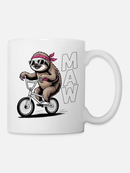 BMX-Faultier-Bandana - Tasse - Weiß