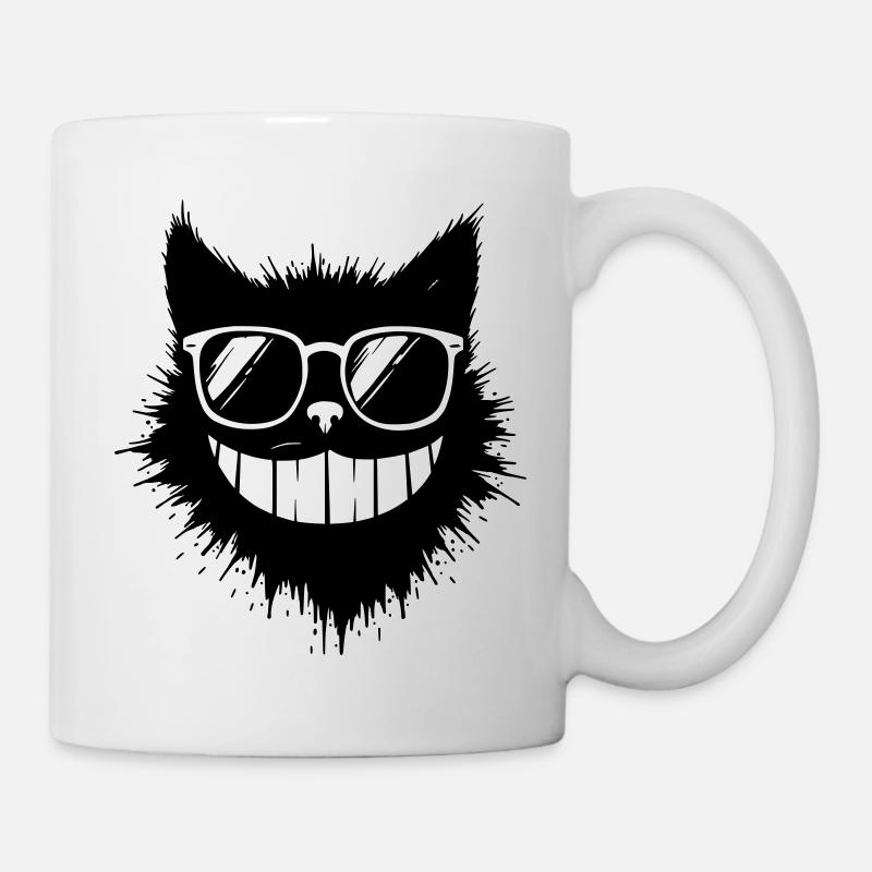 Cartoon Katze mit Sonnenbrille am Grinsen - Tasse - Weiß