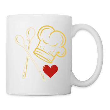 Toque de chef avec cœur et cuillères en bois - Mug blanc - blanc - Droite