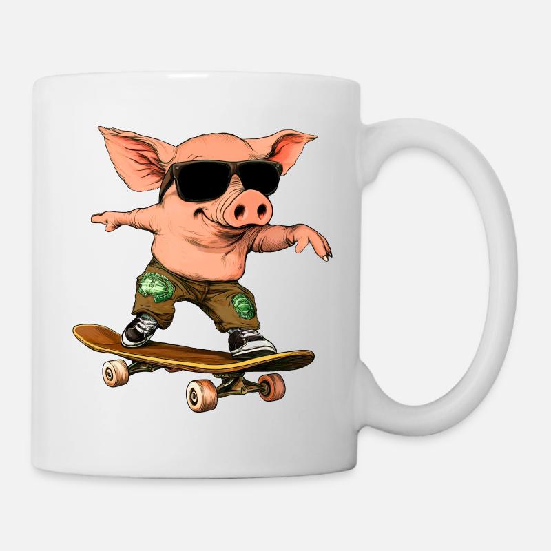 Porcinet skateur - Mug blanc - blanc