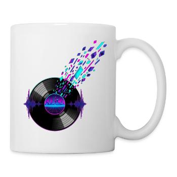 Vinyle rétro et conception numérique de la ligne d’horizon - Mug blanc - blanc - Droite