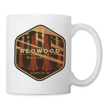 Redwood National Park – Kalifornischer Wald im Vintage-Stil - Tasse - Weiß - Rechts