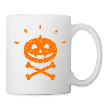 Gruseliger Jolly Roger Kürbis Halloween orange - Tasse - Weiß - Rechts