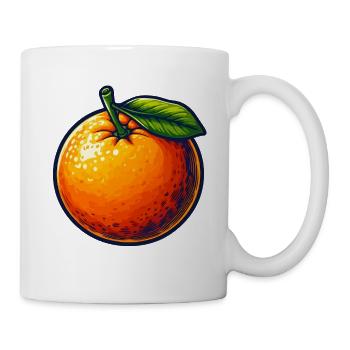 Mandarine mit Blatt - Tasse - Weiß - Rechts
