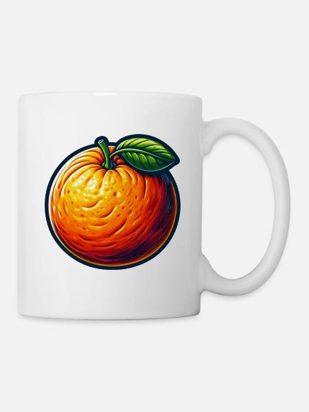 Bunt illustriertes Orange - Tasse - Weiß