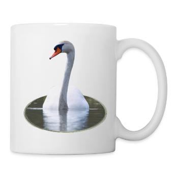 Elegant swan on calm water - Mug - white - Right