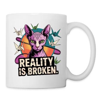 Chat de réalité brisé - Mug blanc - blanc - Droite