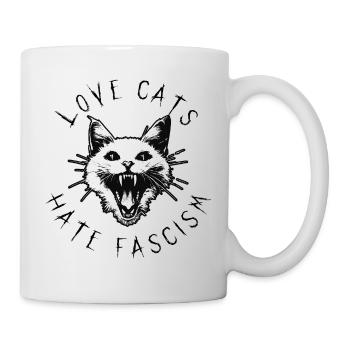 Love Cats Hate Fascism Antifascism - Mug - white - Right