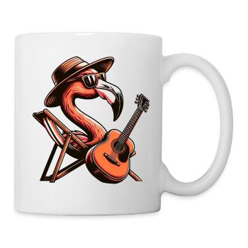 Flamingo Mit Gitarre Sommer Strand Vibes Musiker - Tasse - Weiß - Rechts