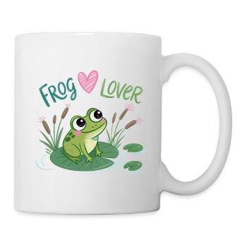 Verliebter Frosch auf Seerose - Tasse - Weiß - Rechts