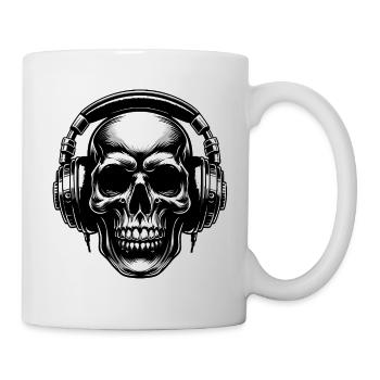 Skull with headphones eye-catching design - Mug - white - Right