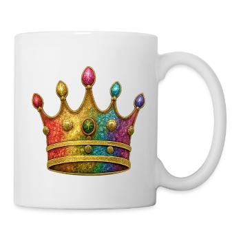 Lebendiges Regenbogen-Königskronen-Design - Tasse - Weiß - Rechts