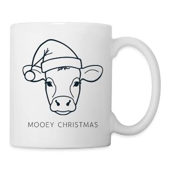 Mooey Christmas – cow head with Santa hat - Mug - white - Right