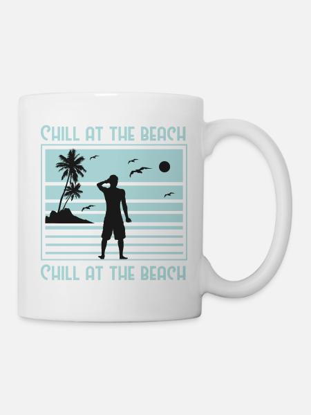 Relaxed Beach Silhouette Design - Tasse - Weiß
