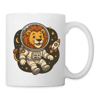 Löwe im Astronautkostüm mit Rakete - Tasse - Weiß - Rechts