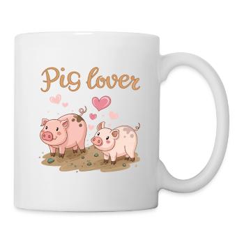 Verliebte Schweine in Aquarell - Tasse - Weiß - Rechts