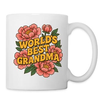 Florale Illustration „Weltbeste Oma“ - Tasse - Weiß - Rechts